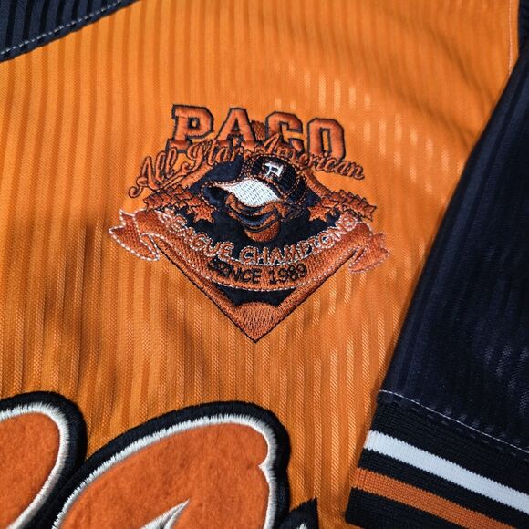 Vintage Y2K Paco Jeans Mens Baseball Jersey Orange And Black Button Up Size XXL - Picture 6 of 10